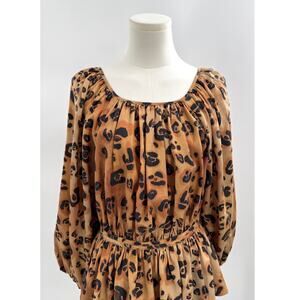 Mara Hoffman Leopard Print Maud Top Animal Spotted Peplum Blouse Low back 4 S